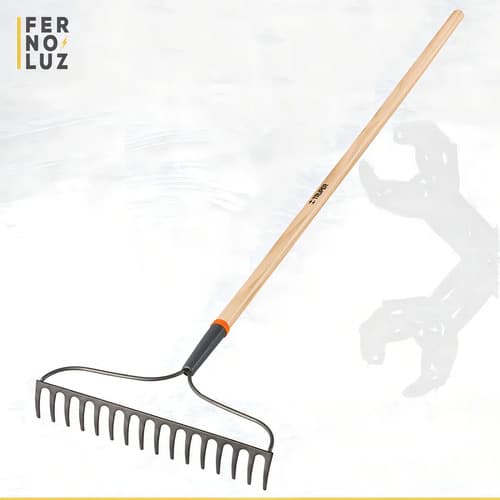 Rastrillo Curvo 16 Dientes Acero Jardinero Cabo 50cm Truper