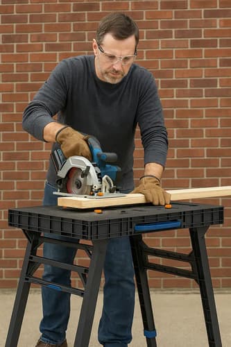 Mesa De Trabajo Plegable Multifunción 450kg Wadfow Wwe1535 Azul