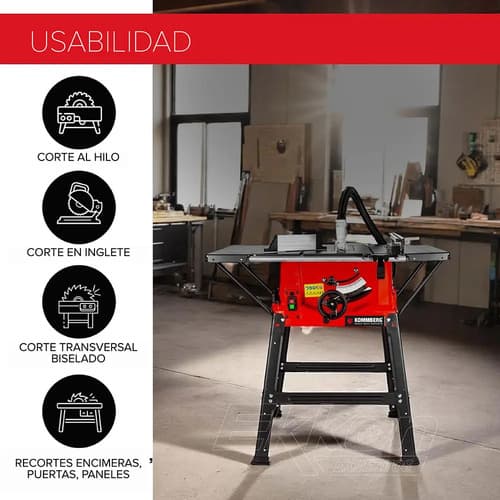 Sierra Circular Banco Pie Kommberg Ingletadora 1800w 255mm