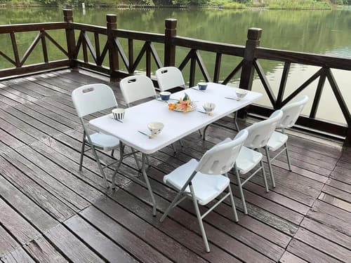 Mesa Plegable Valija 180 Exterior Interior Blanco