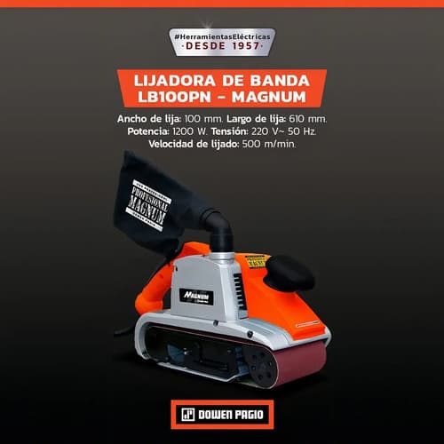 Lijadora Profesional De Banda Dowen Pagio Lb100pn Naranja 50hz 1.2kw 50 Hz