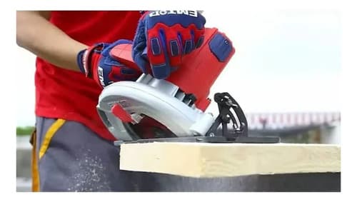 Sierra Circular Emtop 1400w 185mm 7 1/4  4800 Rpm Corte Ajustable Azul/rojo 50 Hz