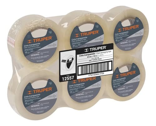 Cinta De Empaque Transparente 150m Truper 12557 (6 Piezas)