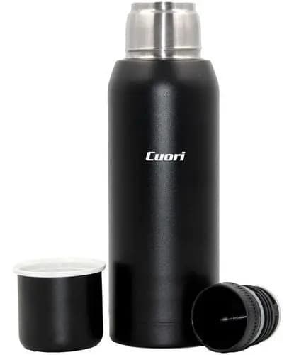 Termo Cuori 1l Acero Inoxidable Recubierto Tapón Cebador Color Negro
