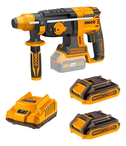 Kit Rotomartillo 20 V Ingco 2j Sds Plus Industrial + 2 Bat Naranja