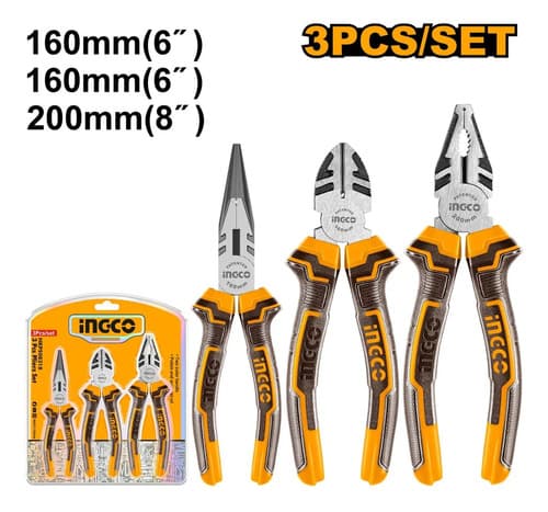 Set X3 Pinzas Combinada Pta Fina Ingco Hkps08318 Mf Shop