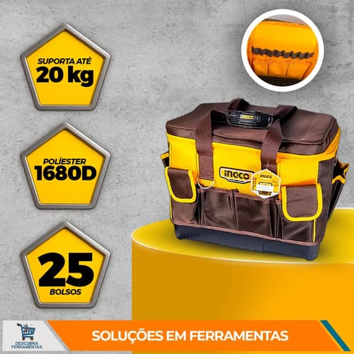 Bolsa Ingco Htbg10 Con Fondo Reforzado, 20 Kg, 16 Polos, Color Naranja
