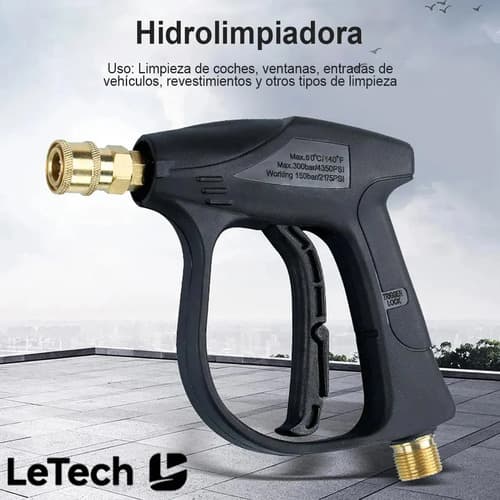 Hidrolavadora Letech Industrial Con 5 Boquillas, Portátil Y De Alta Presión Negro