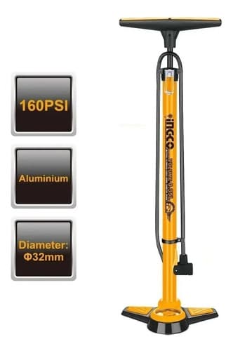 Inflador De Mano Pro De  Aluminio 160 Psi Ingco Amarillo