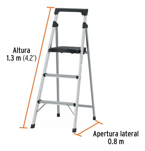 Escalera Tubular Plegable 3 Peldaños Tipo Iii Truper 16764 Color Blanco