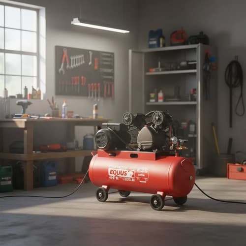 Compresor 4hp Equus 200 Lts A Correa, 24 Meses Garantia Rojo 220v Monofásica