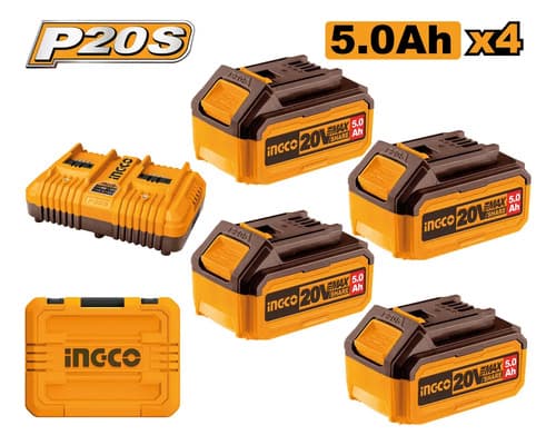 Set 4 Baterias 5ah + Cargador Doble Ingco Fbcli20245