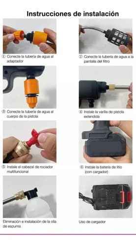 Hidrolavadora Eléctrica Portátil De Alta Presión Yn01 Color Negro Para Lavado De Autos Con Pistola, Batería De Litio Y Cargador Rápido Negro
