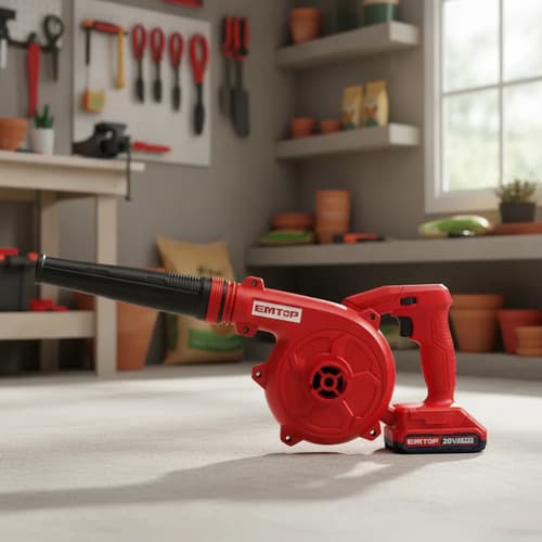 Sopladora Aspiradora Emtop 20v Con Batería Y Cargador Rojo