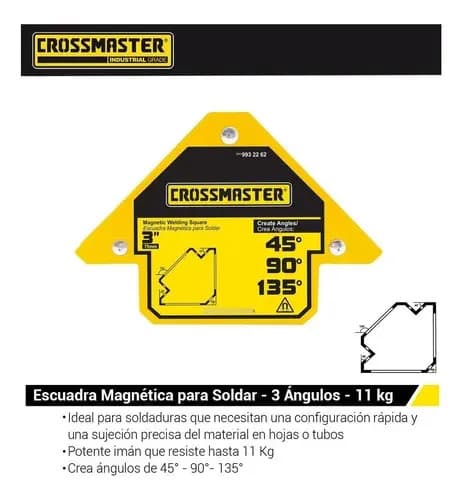 Escuadra Magnética Soldar 11kg 3 Ángulos Crossmaster 9932262
