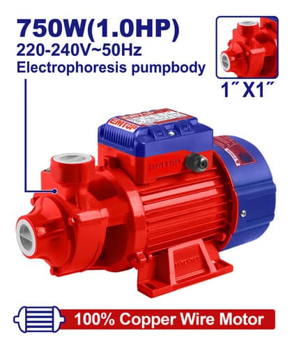 Bomba De Agua Periférica 1hp 750w Emtop Hierro Fundido Bronce Rojo 50 Hz /60 Hz Monofásica