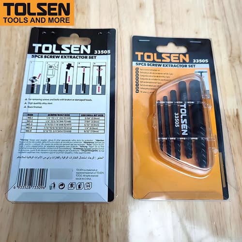 Juego De Macho Extractor De Tornillos 5 Piezas Tolsen 33505