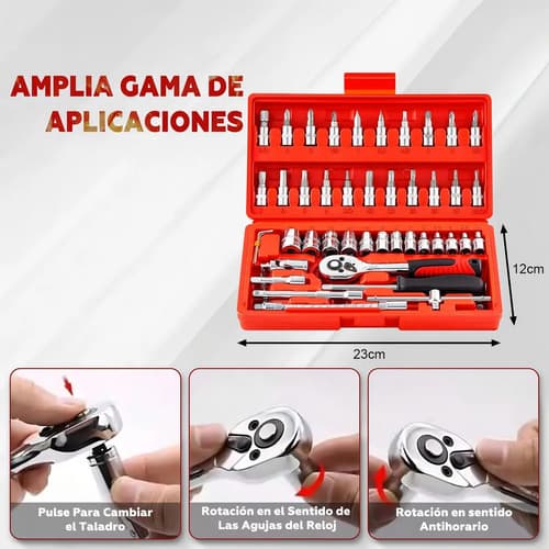 Caja De Herramientas Rojo Marca Cualquiercosa 46 Piezas Maletín