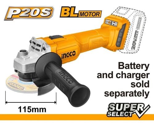 Amoladora Ingco Sin Carbones 20v, No Incluye Bat. Hnt Naranja