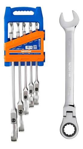 Set X 5 Llave Combinada Crique Cabeza Movil Wsp5205 Wadfow Plateado