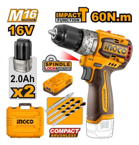 Taladro Atornillador C/percutor 16v M16 60nm Cidli16682 Amarillo 50 60 Hz