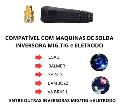 Kit De Conectores De Soldadura De 9 Mm Con Inversor De 4 Ganchos Con Electrodos De Plasma Mig Tig De 2 Machos Y 2 Hembras