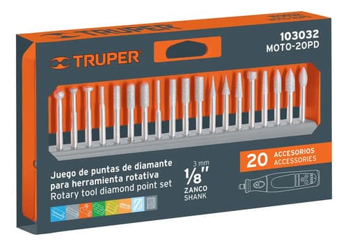Juego De 20 Puntas Diamantadas Para Mototool Truper 103032