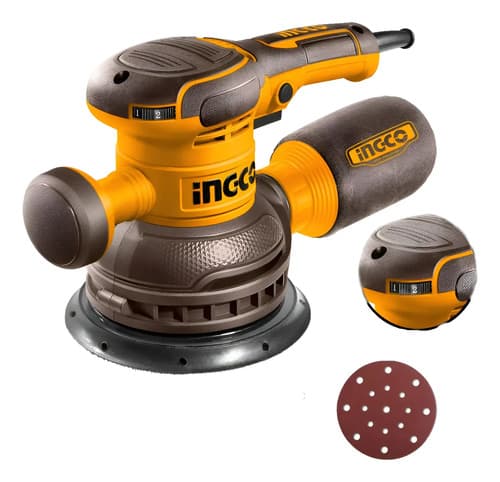 Lijadora Roto Orbital 150mm 450w C/ 5 Lijas Ingco Rs4516 Naranja Claro