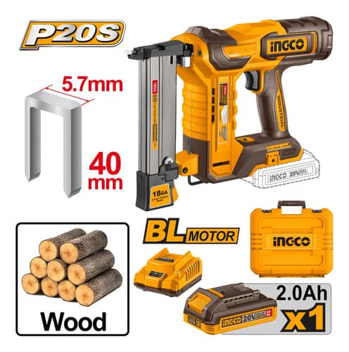 Clavadora Engrapadora 20v P20s 40mm Bl Ingco Con Bateria