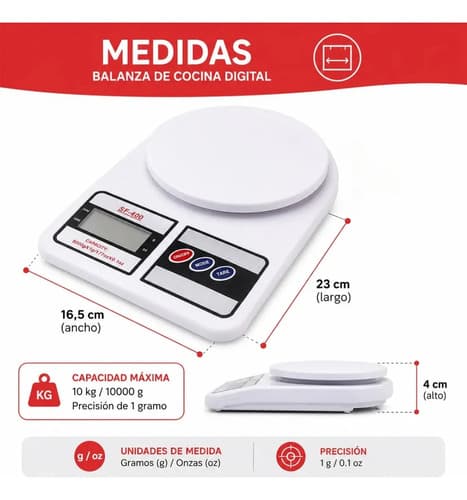 Balanza Digital Time Tmbal 5201 10kg Alta Precisión 1g Color Blanco 10 Kg