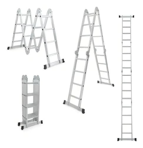 Escalera Andamio Equus De Aluminio Multifunción 4.7m H Y T Color Gris