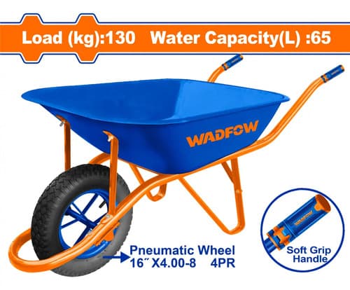 Carretilla Wadfow 130kg 65lt Rueda Neumática - Wwb1f01 Azul