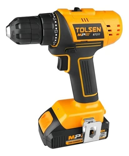 Taladro Atornillador Inalámbrico Tolsen Con Batería Y Cargador Naranja Con Negro 50 Hz