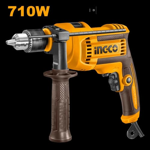 Taladro Percutor 710w 13mm Vel Variable Ingco Id7118 Naranja Claro 50
