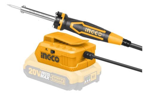 Soldador Lapiz Estaño 40w A Bateria 20volt Ingco Csili2001 Color Amarillo Frecuencia 50 Anaranjado