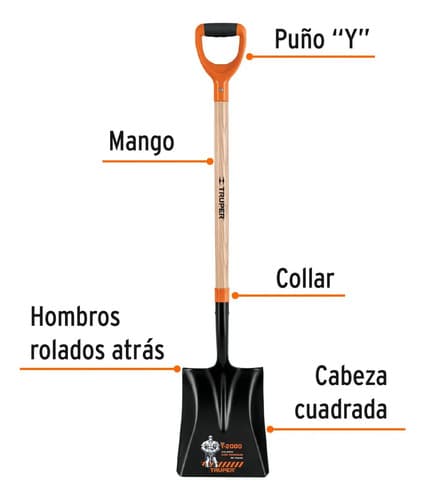 Pala Cuadrada T-2000 Puño Offset 'y' Mango 36' Truper