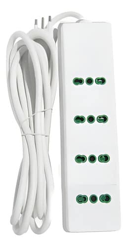 Alargue Zapatilla Ecolite 4 Tomas En Línea Cable 3m Blanco