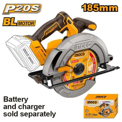 Sierra Circular Ingco 7 1/4, 20v, Con Bat 4ah Y Cargador 4ah Naranja Claro