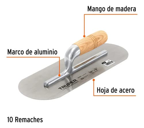 Llana Canto Redondo 35 X 13 Mm Con Mango De Madera 14 PuLG