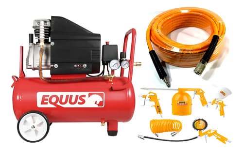 Compresor De Aire Ingco 50 Litros + 15 Mts Manguera + Kit Naranja Claro 220v Monofásica