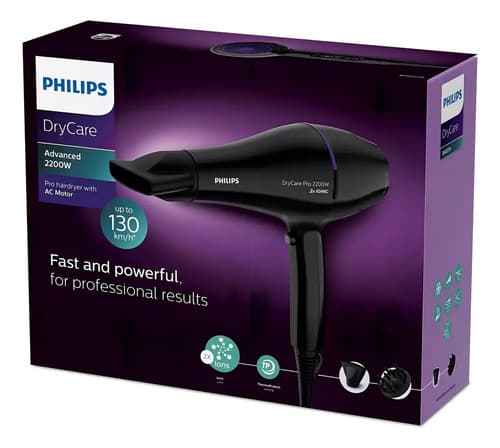 Secador De Pelo Philips Drycare Bhd274/00 Thermo Protect Col Negro/violeta