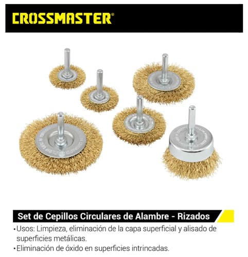 Kit De 6 Cepillos Alambre P/taladros Crossmaster 9980994