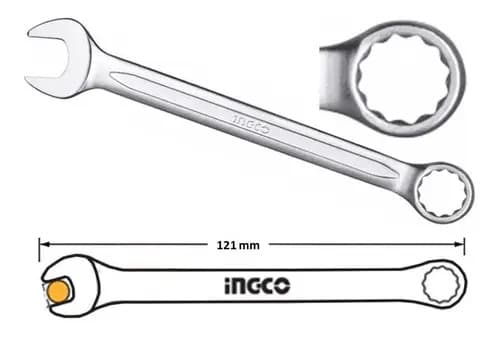 Llave Combinada Punta Corona Industrial Ingco 8mm Mecánica