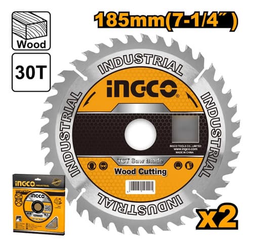 Disco Sierra Madera Set 2 Piezas Ingco 7-1/4 30d Tsb118510