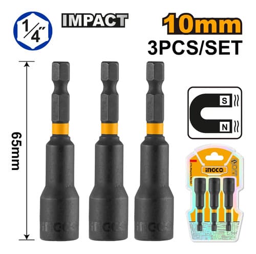 Set Adaptadores Impacto Magneticos 3/8 Hex Enc 1/4 10mm