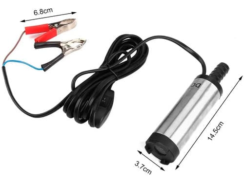 Bomba Sumergible 12v 38mm Para Diesel, Aceite Y Agua. Color Negro
