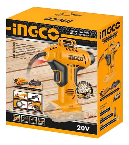 Compresor De Aire Tipo Pistola De Batería Ingco De 20 V Con 60