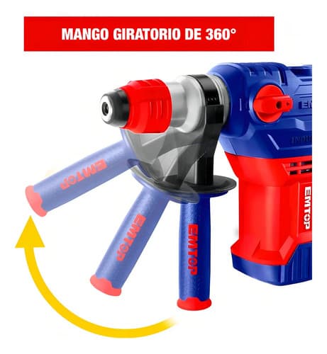 Rotomartillo Sds Plus Emtop Erhrp1502 Industrial 1500w 5.5j Color Rojo