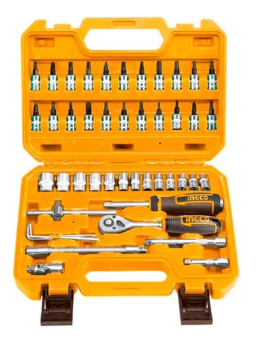Juego Dados C/chicharra Ingco 1/4 Dr Jgo 46 Pzs Color Amarillo