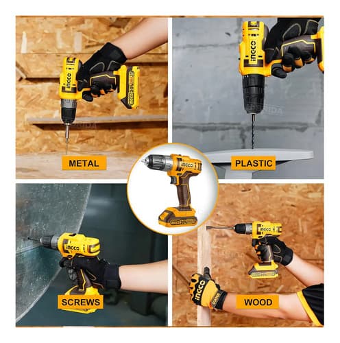 Taladro Atornillador Inalámbrico 20v Extensor Dado Puntas Color Marrón Frecuencia 60 Ingco Cdli200518 Hbrd-full-set